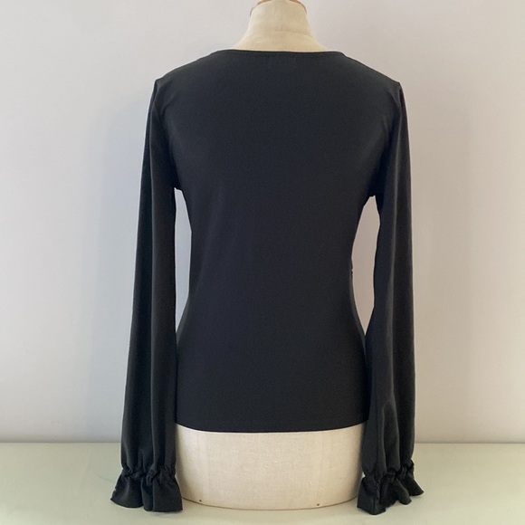 Dex Fresh Products long sleeved dark green peasant top with shirred bodice. Sz 2 - Picture 5 of 12